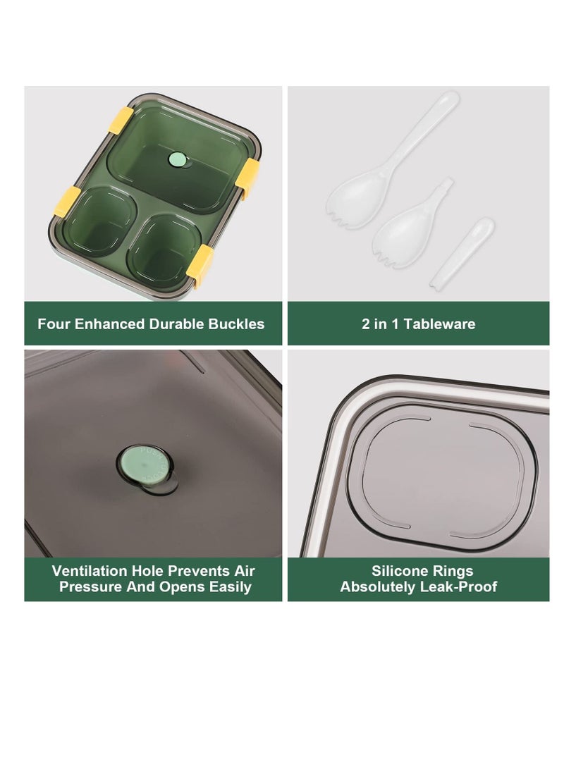 XiuWoo 3 Pack Bento Lunch Box For Kid Adults Toddler, with Compartments Reusable Food Containers Meal Prep for School, Work, and Travel, Set of 3,Microwave,Dishwasher,BPA Free - Image 3