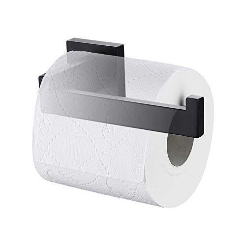 TASTOS Toilet Paper Holder Matte Black, Toilet Tissue Roll Holders Dispenser and Hangers Wall Mounted for Bathroom & Kitchen, Stainless Steel Modern Square Style - Image 2
