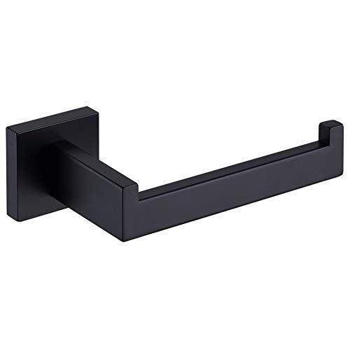 TASTOS Toilet Paper Holder Matte Black, Toilet Tissue Roll Holders Dispenser and Hangers Wall Mounted for Bathroom & Kitchen, Stainless Steel Modern Square Style - Image 1