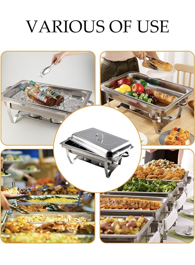 DUNISO طقم أطباق شافينغ من الفولاذ المقاوم للصدأ، سخانات طعام، صينية تسخين الطعام، معدات مطبخ محمولة للحفلات، العشاء والتموين - Image 2