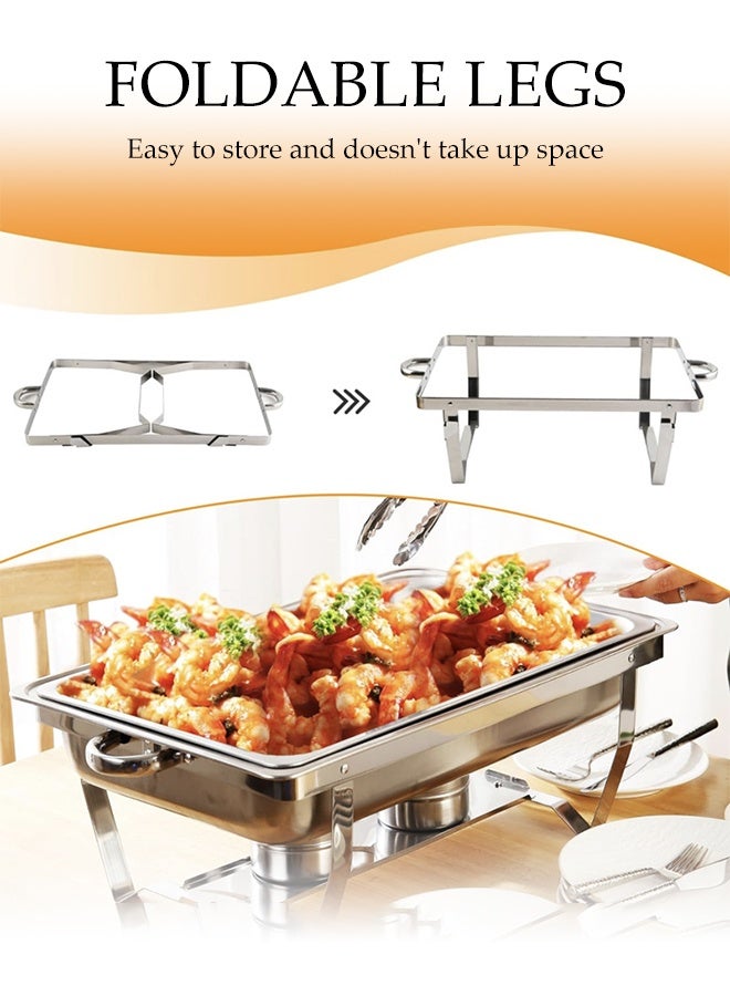 DUNISO طقم أطباق شافينغ من الفولاذ المقاوم للصدأ، سخانات طعام، صينية تسخين الطعام، معدات مطبخ محمولة للحفلات، العشاء والتموين - Image 4