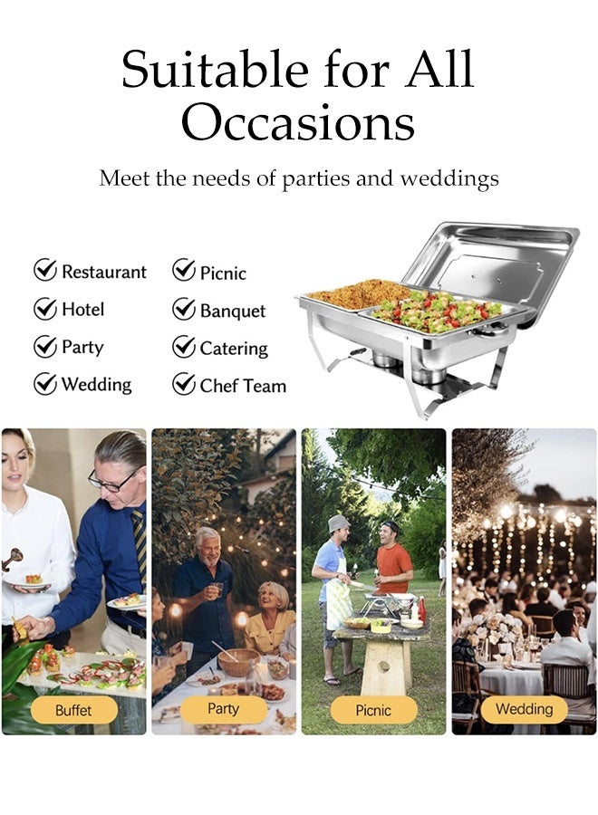 DUNISO طقم أطباق شافينغ من الفولاذ المقاوم للصدأ، سخانات طعام، صينية تسخين الطعام، معدات مطبخ محمولة للحفلات، العشاء والتموين - Image 3