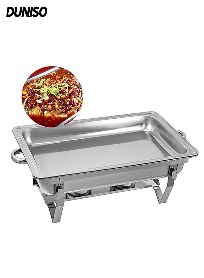 DUNISO طقم أطباق شافينغ من الفولاذ المقاوم للصدأ، سخانات طعام، صينية تسخين الطعام، معدات مطبخ محمولة للحفلات، العشاء والتموين - Image 1
