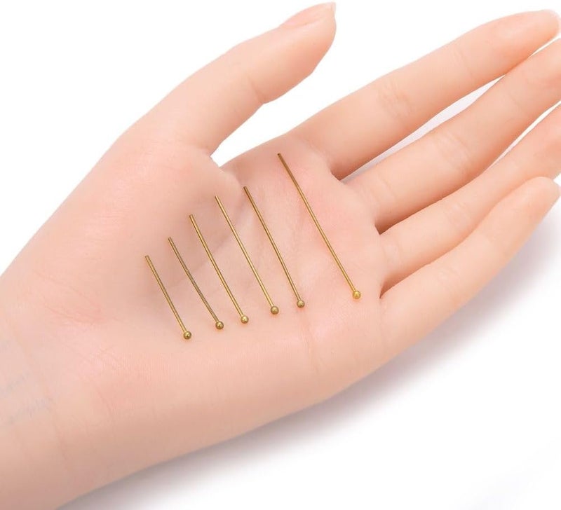 Adabele 200pcs Round Ball Head Pins Headpin 40mm (1.57 Inch) Tarnish Resistant Antique Bronze Plated Brass(Wire 0.8mm/20 Gauge) for DIY Craft Jewelry Making CF45-40 - Image 2