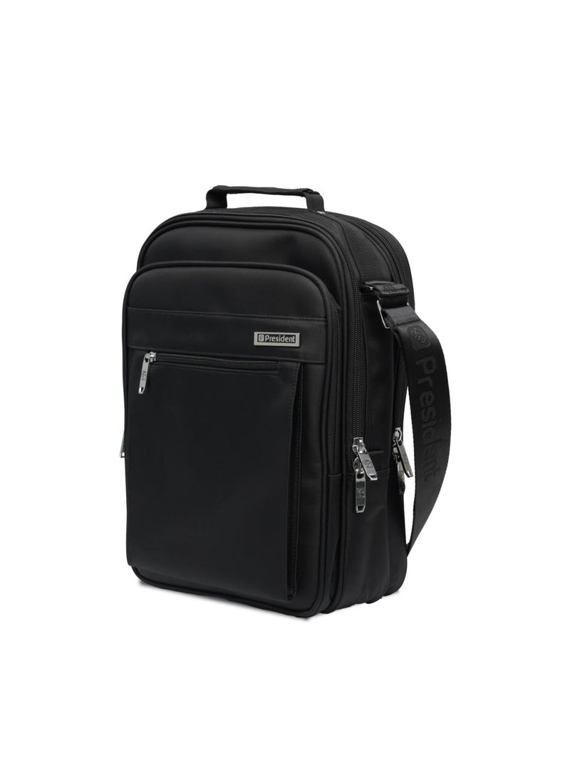 President Men's Crossbody Messenger Bag, Nylon water resistant- Black (Model 5143) | Large Capacity Shoulder Bag - Image 3