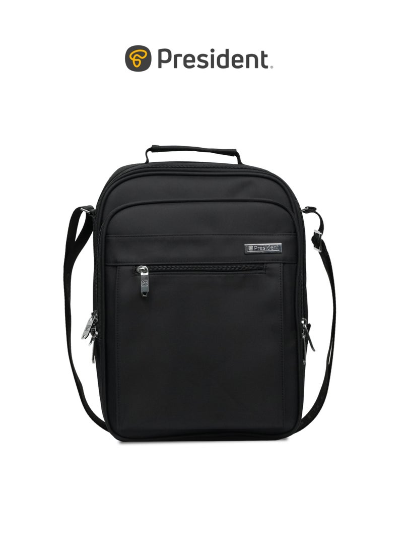 President Men's Crossbody Messenger Bag, Nylon water resistant- Black (Model 5143) | Large Capacity Shoulder Bag - Image 1