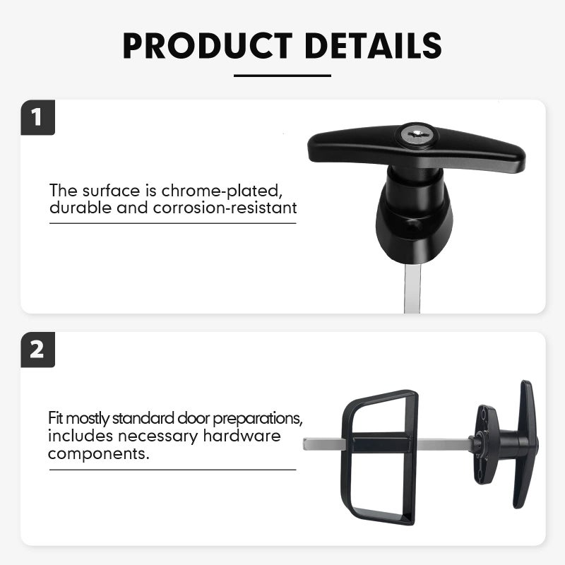 BTEOBFY Shed Door Latch T-Handle Lock Kit With 5 Keys Bteobfy 5-1/2"" Stem Storage Barn Shed Door Hardware Lock Set For Playhouses Chicken Coops Camper (Black) - Image 5