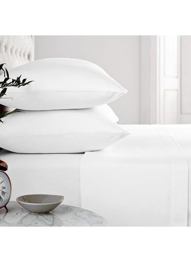 RISHAHOME - Hotel Standard Pillowcase Set of 2, 100% Pure Cotton 200 TC, Size: 50X75+10 cm ,White - Image 1