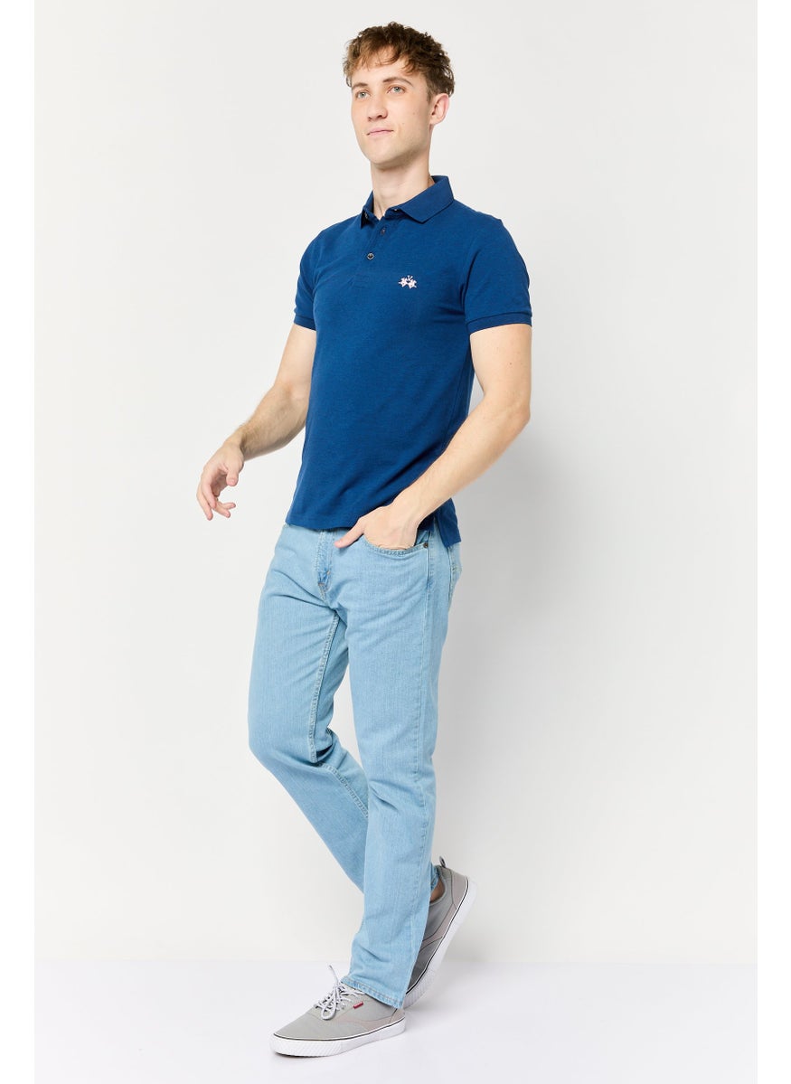 La Martina Men Regular Fit Embroidered Logo Short Sleeves Polo Shirt, Blue  - Image 2