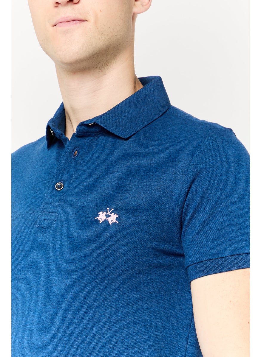 La Martina Men Regular Fit Embroidered Logo Short Sleeves Polo Shirt, Blue  - Image 3
