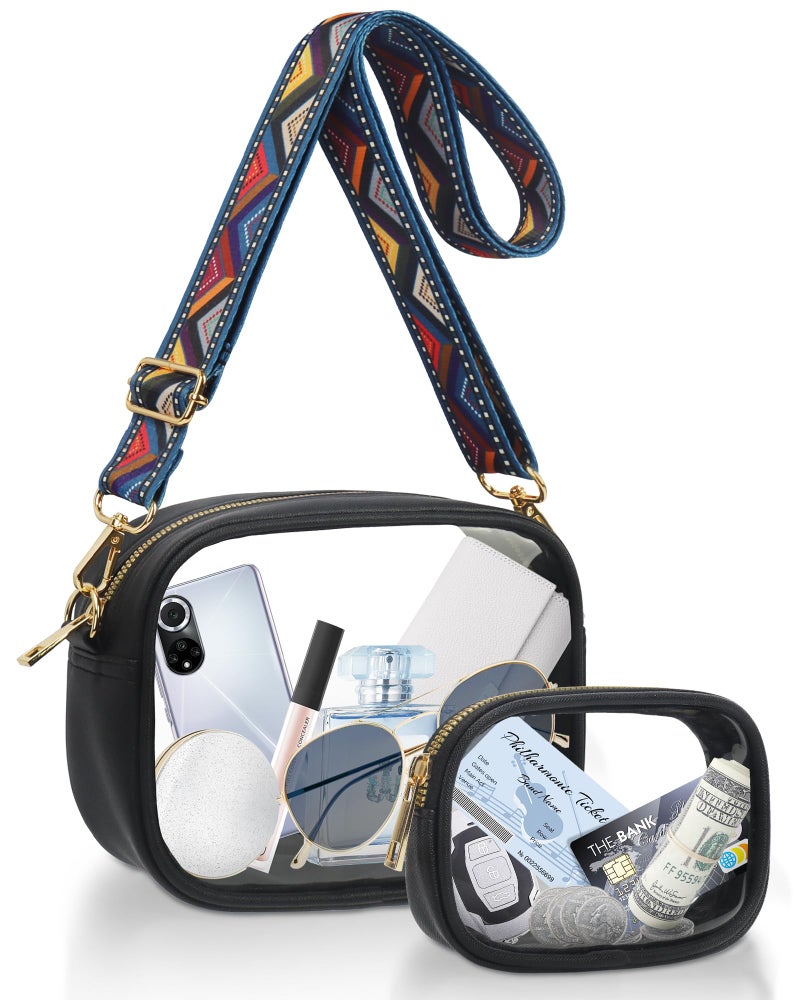 KETIEE Clear Crossbody Bag, Stadium Approved Clear Purse Bag for Concerts Sports Events Festivals ï¼ˆ 2 in 1ï¼Œ Black - Image 1