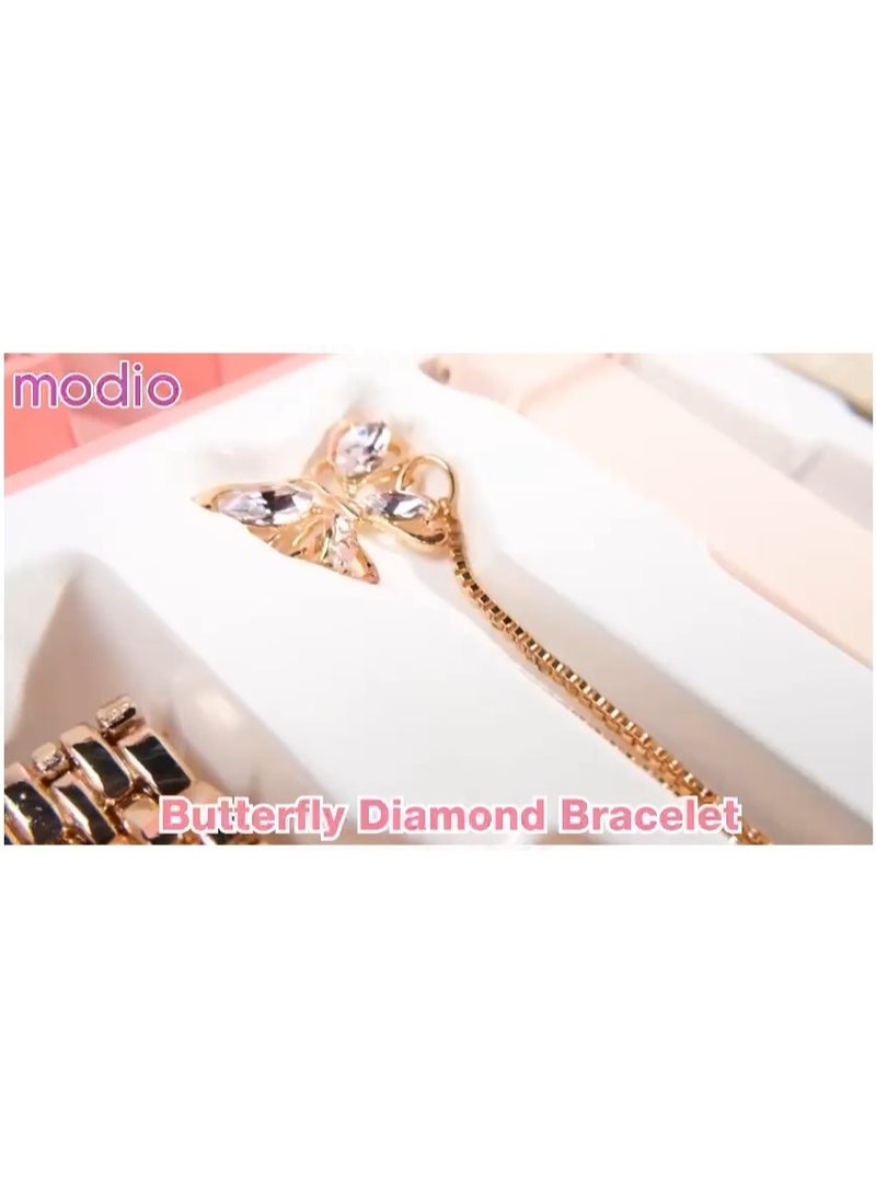 موديو ساعة موديو روز 1 الذكية للسيدات مع 3 أحزمة وشاحن لاسلكي ذهبي - Image 4