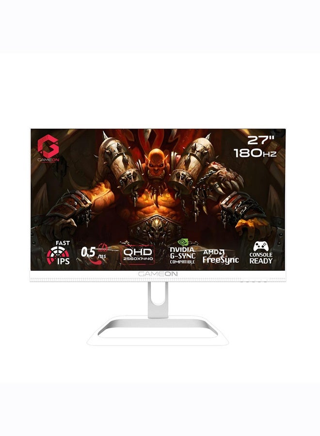GAMEON 27-Inch QHD Gaming Monitor, Artic Pro Series 180Hz, 0.3ms MPRT, Fast IPS Panel, HDR, FreeSync & G-Sync Compatible, HDMI 2.1, PS5 Ready White - Image 1