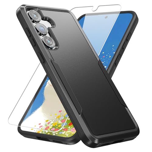 Warsia for Galaxy S25 FE Case with HD Screen Protector [Military Grade Drop Tested] Heavy-Duty Tough Rugged Shockproof Protective Case for Samsung Galaxy S25 FE, Black - Image 1