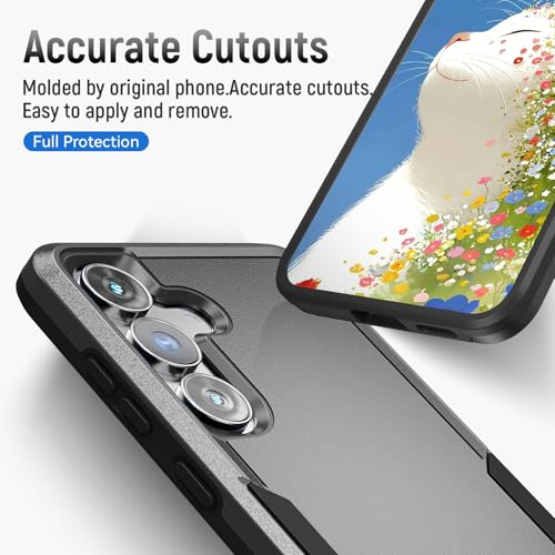 Warsia for Galaxy S25 FE Case with HD Screen Protector [Military Grade Drop Tested] Heavy-Duty Tough Rugged Shockproof Protective Case for Samsung Galaxy S25 FE, Black - Image 3