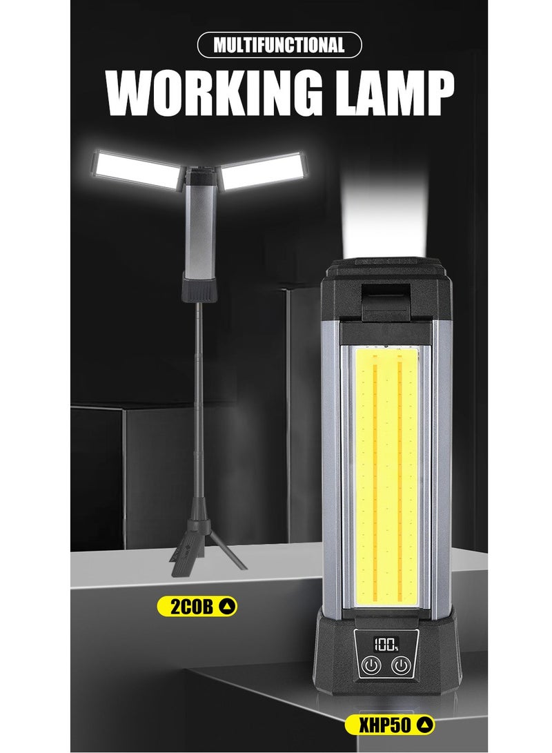 XiuWoo Portable Rechargeable Camping Light, Multi-Functional Outdoor LED Light,Telescoping Light, Hanging Hiking Light, Cordless Work Light with Stand, LCD Display, Carrying Bag, 10 Light Mode  - Image 2