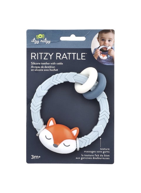 itzy ritzy, Ritzy Rattle®, Silicone Teether with Rattle, 3 Months+, Fox, 1 Teether