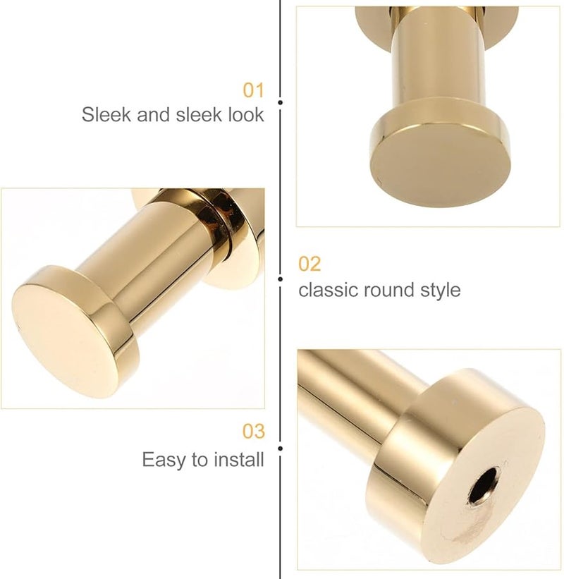 Gold Round Brass Towel Hooks 2pcs Over Door Bathroom Wall Hangers for Towels Coats - Image 5