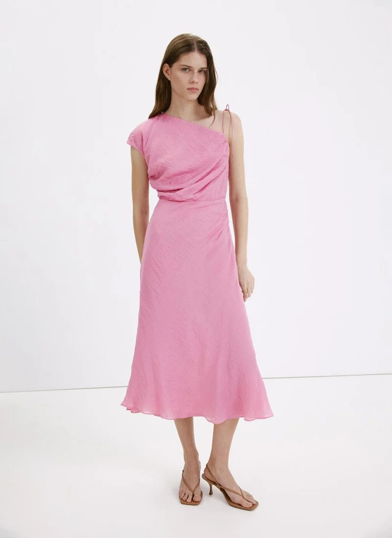 Mango Asymmetric Dress With Tie Detail