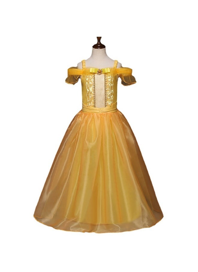 yongsheng 8-Piece Girls Dressing Costume Set With Accessories, 120cm，Girls' Princess Dress Up Costumes Fancy Party Dress Golden Trimmed with Accessories  - Image 5