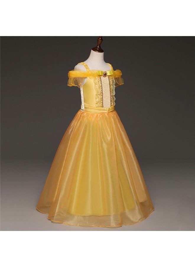 yongsheng 8-Piece Girls Dressing Costume Set With Accessories, 120cm，Girls' Princess Dress Up Costumes Fancy Party Dress Golden Trimmed with Accessories  - Image 2