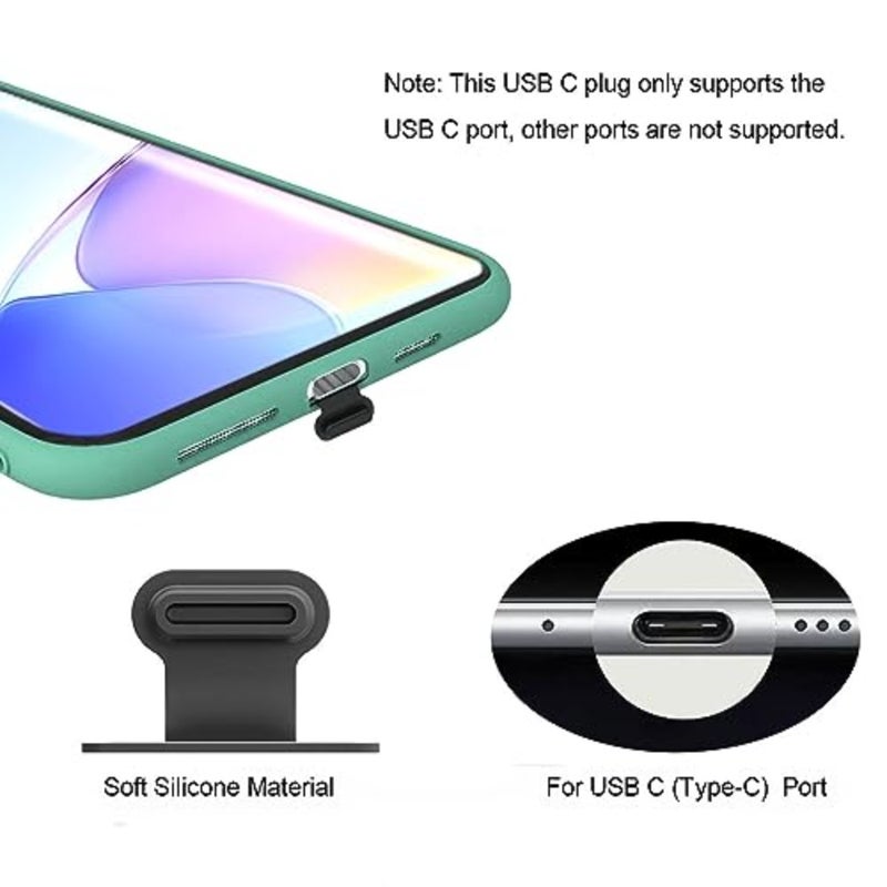 USB C-Type Anti Loss Dust Plugs, USB C-Type Port Silicone Dust Covers, with Detachable Adhesive for Mobile Phone, with Clean Tools/Storage Box, 15-Pack - Image 2