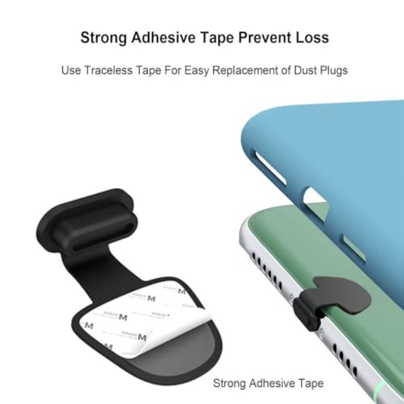 USB C-Type Anti Loss Dust Plugs, USB C-Type Port Silicone Dust Covers, with Detachable Adhesive for Mobile Phone, with Clean Tools/Storage Box, 15-Pack - Image 3