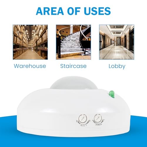 SENSILUX 360° Infrared Motion Sensor Ceiling Mount, PIR Motion Detector Auto On Off Light Switch, Adjustable Delay & Light Sensitivity, Energy Saving Sensor for Home, Office, Staircase & Corridor - Image 5
