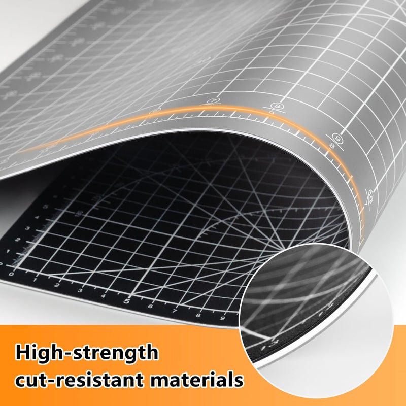 Ecraft Large Self Healing Cutting Mat: 24" x 36" Double Sided 5-Ply Hobby Mat, A1 Rotary Cutting Sewing Mat for Crafts, Fabric,Sewing,Quilting,Scrapbooking,Projects,Grey/Black - Image 4