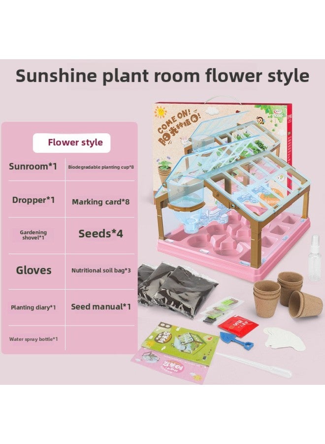 Children's Mini Sunshine Room Planting Creative Plants Fruits And Vegetables Handmade Diy Science Experiment 6 Student Toys-Specifications:Extra Large Greenhouse-e-commerce Clothing [37cm]]  - Image 1