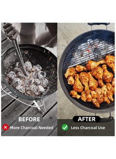 SYOSI Charcoal Basket Stainless Steel, Set of 2 BBQ Charcoal Grill Basket Holders, Charcoal Tray Weber Grill Accessories Parts Replacement for Weber 22" Charcoal Basket Holders, For Briquette, Wood, Chip  - Image 5
