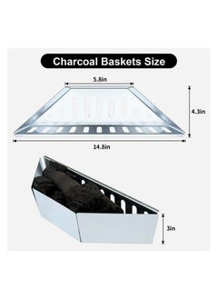 SYOSI Charcoal Basket Stainless Steel, Set of 2 BBQ Charcoal Grill Basket Holders, Charcoal Tray Weber Grill Accessories Parts Replacement for Weber 22" Charcoal Basket Holders, For Briquette, Wood, Chip  - Image 2