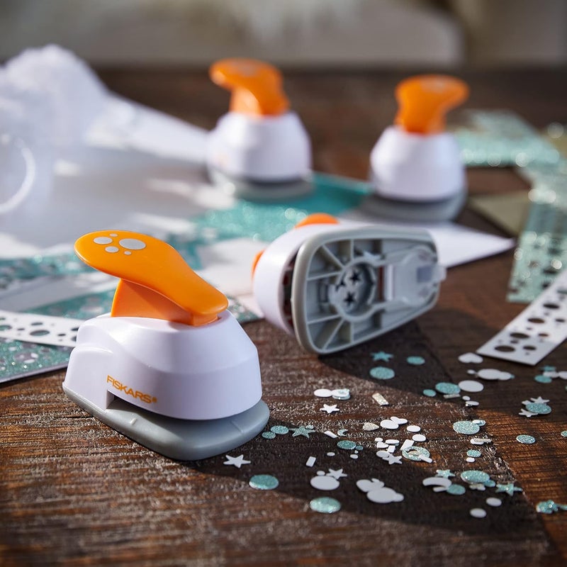 Fiskars Hole Punch Confetti Maker Set 4Pack  Stars Hearts Circles and Rectangle Shapes  Arts and Crafts Tools - Image 3