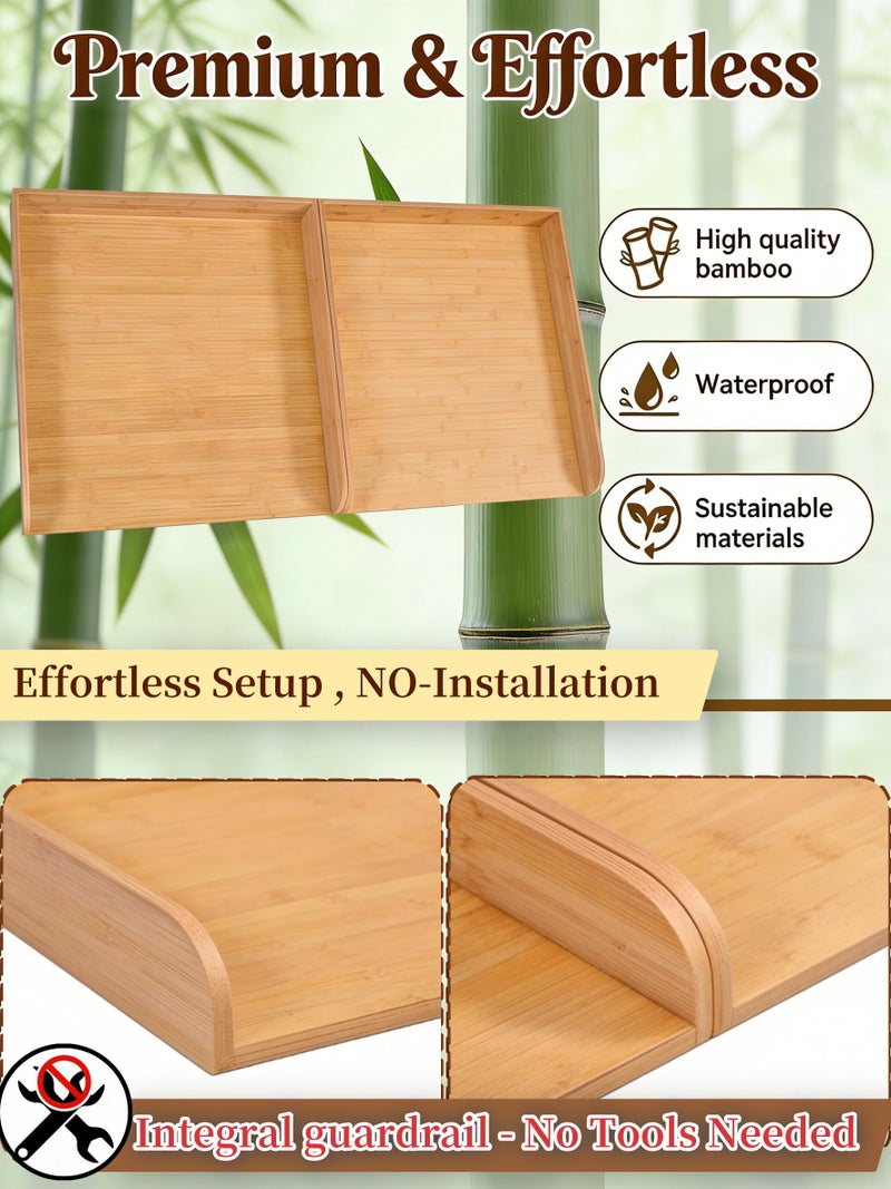UTCG Washer Dryer Countertop Wooden: Washer and Dryer Shelf Top Cover 27.5x54 Inch No-Installation Countertop Set of 2 - Generation Farmhouse Homeowners & Laundry Room Organization - Bamboo - Image 5