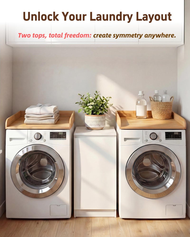 UTCG Washer Dryer Countertop Wooden: Washer and Dryer Shelf Top Cover 27.5x54 Inch No-Installation Countertop Set of 2 - Generation Farmhouse Homeowners & Laundry Room Organization - Bamboo - Image 4