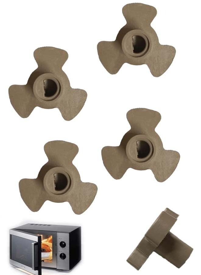 4Pcs Brown Microwave Turntable Coupler 0.63 Inch Short Shaft Plate Support Drive Cog - Image 1