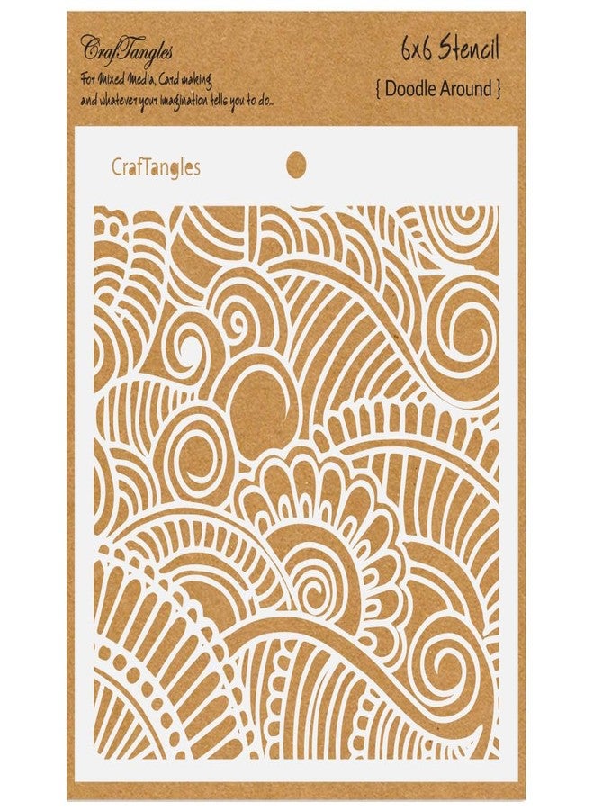 CrafTangles Art and Craft Stencil - Doodle Around, 6x6 inch, Reusable, use for DIY Painting on Canvas, Fabric, Cloth, Paper, Glass, Furniture, Wall, Mixed Media and Decoupage, 1Pc, CTCS35