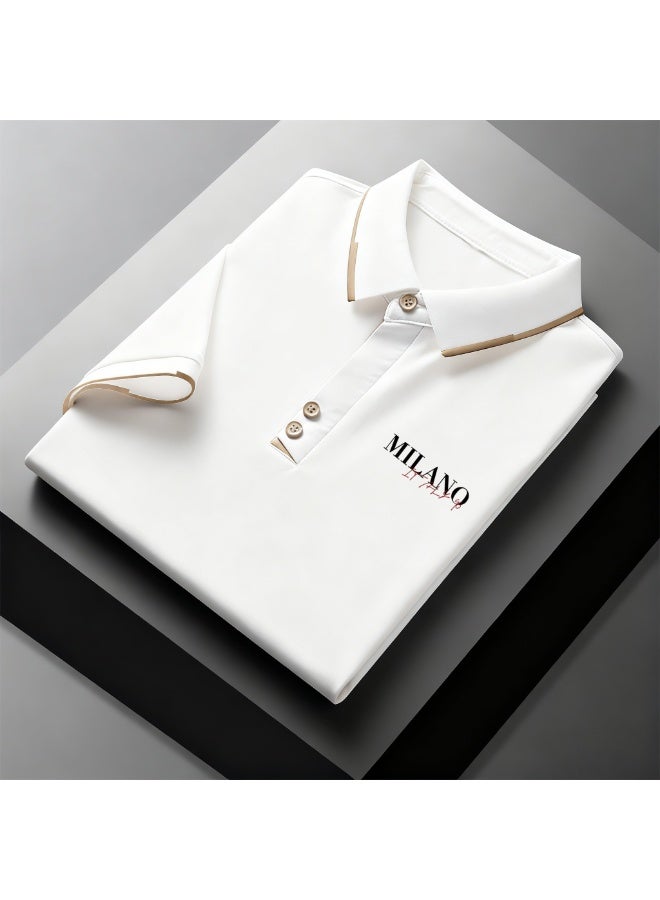 High-end men’s new collection, premium casual/business/team wear, leisure-style letter print polo shirt.