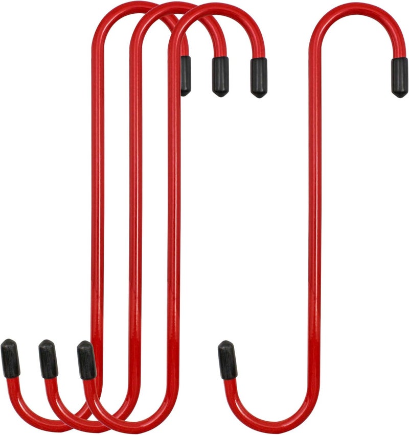 4LIFETIMELINES Brake Caliper Hanger Hooks, Durable Steel, Red Powder Coated with Rubber Tips, for Automotive Work on Brake Axle and Suspesion Systems - 4 Pack - Image 1