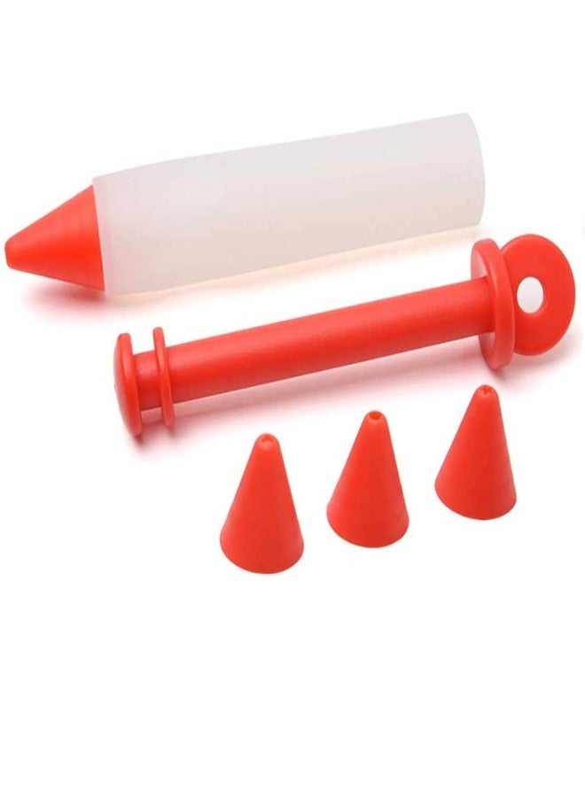 CELLEBII® 1Pc Silicone Pen with 4 Nozzles Food Writing Pen with-Head Cake Decorating Pen Chocolate Cream Jam Squeezed Syringe Pastry Cookie Painting Cream Cake Baking Decorating Tool - Image 1
