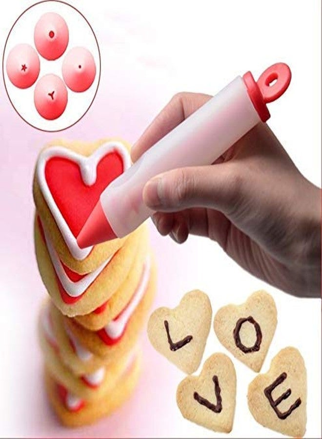 CELLEBII® 1Pc Silicone Pen with 4 Nozzles Food Writing Pen with-Head Cake Decorating Pen Chocolate Cream Jam Squeezed Syringe Pastry Cookie Painting Cream Cake Baking Decorating Tool - Image 2