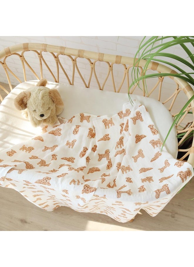 LifeTree Baby Swaddle Blankets Dog, 70% Viscose Bamboo And 30% Cotton Muslin Swaddle Blankets Boys Girls Swaddling Wrap Receiving Blanket Neutral For Newborn, Large 47" X 47", Poodle Puppy  - Image 3