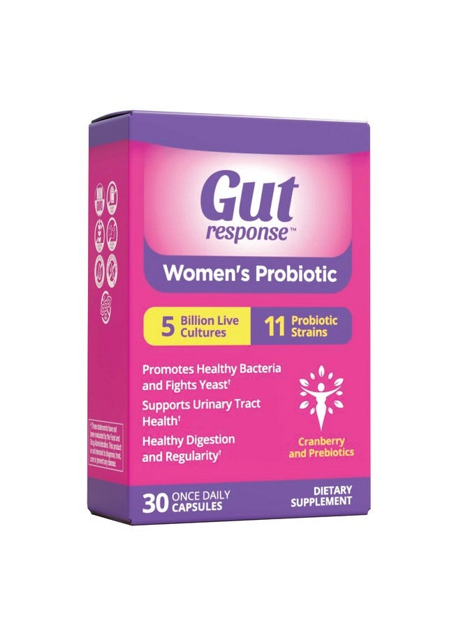 Gut Response Women’s Probiotic, Slows Down Digestive Aging, Boosts Immune System, Supports UT & Feminine Health, Cranberry Extract, Non-GMO, Gluten Free & Soy Free, 5 Billion CFU, 30 Capsules - Image 1