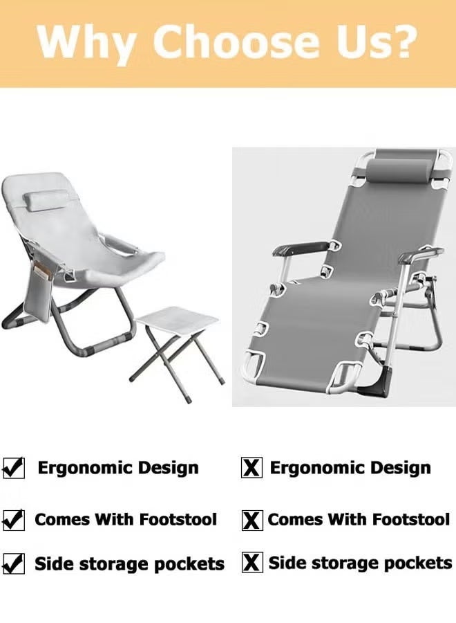 كرسي استرخاء ترفيهي، كرسي استرخاء قابل للطي، كرسي كسلان سميك، كرسي تخزين قابل للطي متعدد الاستخدامات مع مسند ظهر قابل للتعديل، كرسي لكبار السن، كرسي ترفيهي، كرسي شرفة، كرسي قيلولة، كرسي أريكة شرفة منزلية، كرسي أريكة كسلان - Image 3