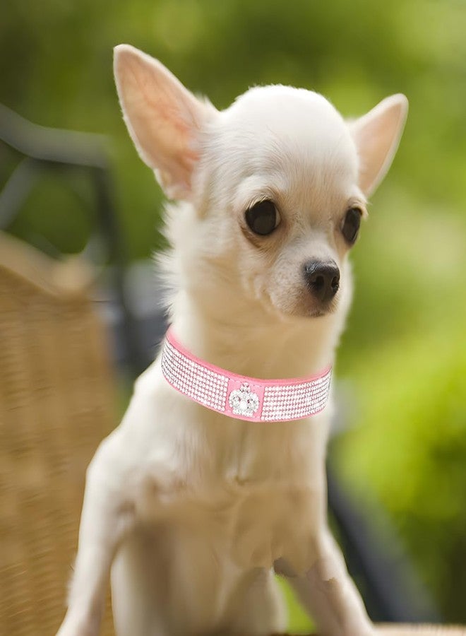 WeimoMonkey Bling Dog Collars for Small Dogs, XS Dog Collar Girl, Rhinestone Puppy Collar Diamond Bling Pretty Jewel Glitter Sparkly Cat Pet for XXS Xs Small Medium Female Dogs Kitten,Crown Pink Extra Small - Image 3