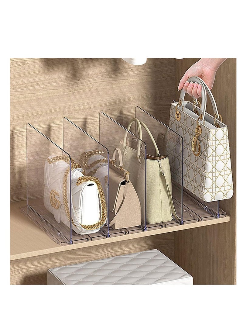 Handbag Organizer,Purse Organizer, Clear Bag Organizer for Closet, Acrylic Bag Display Stand Rack for Handbag/Pouch/Wallet, Adjustable Shelf Separator Dividers for Kitchen Pantry,Cabinet,Clothes Wardrobe,Bookshelf  - Image 1