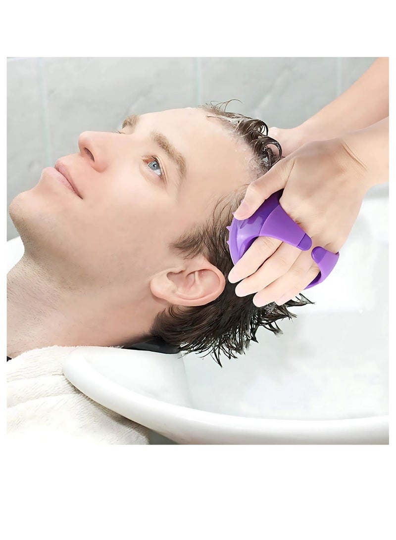 SOLARAE 2Pcs Silicone Anti Dandruff Deep Clean Scalp Scrubber with Ergonomic Non-Slip Handle (Lilac) - Image 3