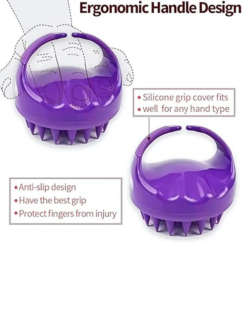 SOLARAE 2Pcs Silicone Anti Dandruff Deep Clean Scalp Scrubber with Ergonomic Non-Slip Handle (Lilac) - Image 5