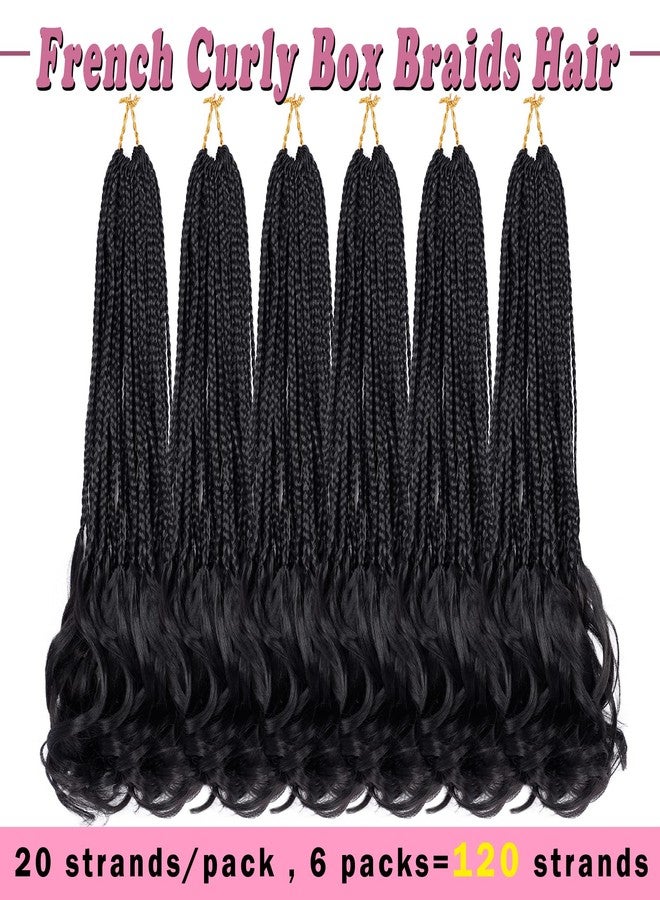 Dorsanee French Curl Crochet Braids 18 Inch 6 Packs Goddess Box Braids Crochet Hair Pre Looped French Curly Braiding Hair Crochet Box Braids With Curly Wavy Ends Synthetic Hair Extensions (#1B) - Image 3