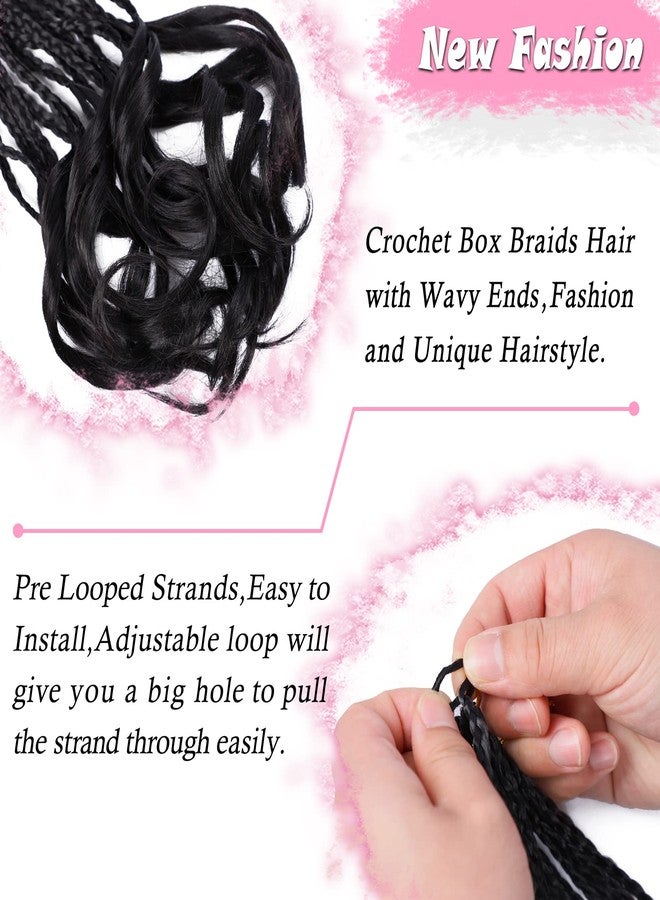 Dorsanee French Curl Crochet Braids 18 Inch 6 Packs Goddess Box Braids Crochet Hair Pre Looped French Curly Braiding Hair Crochet Box Braids With Curly Wavy Ends Synthetic Hair Extensions (#1B) - Image 4